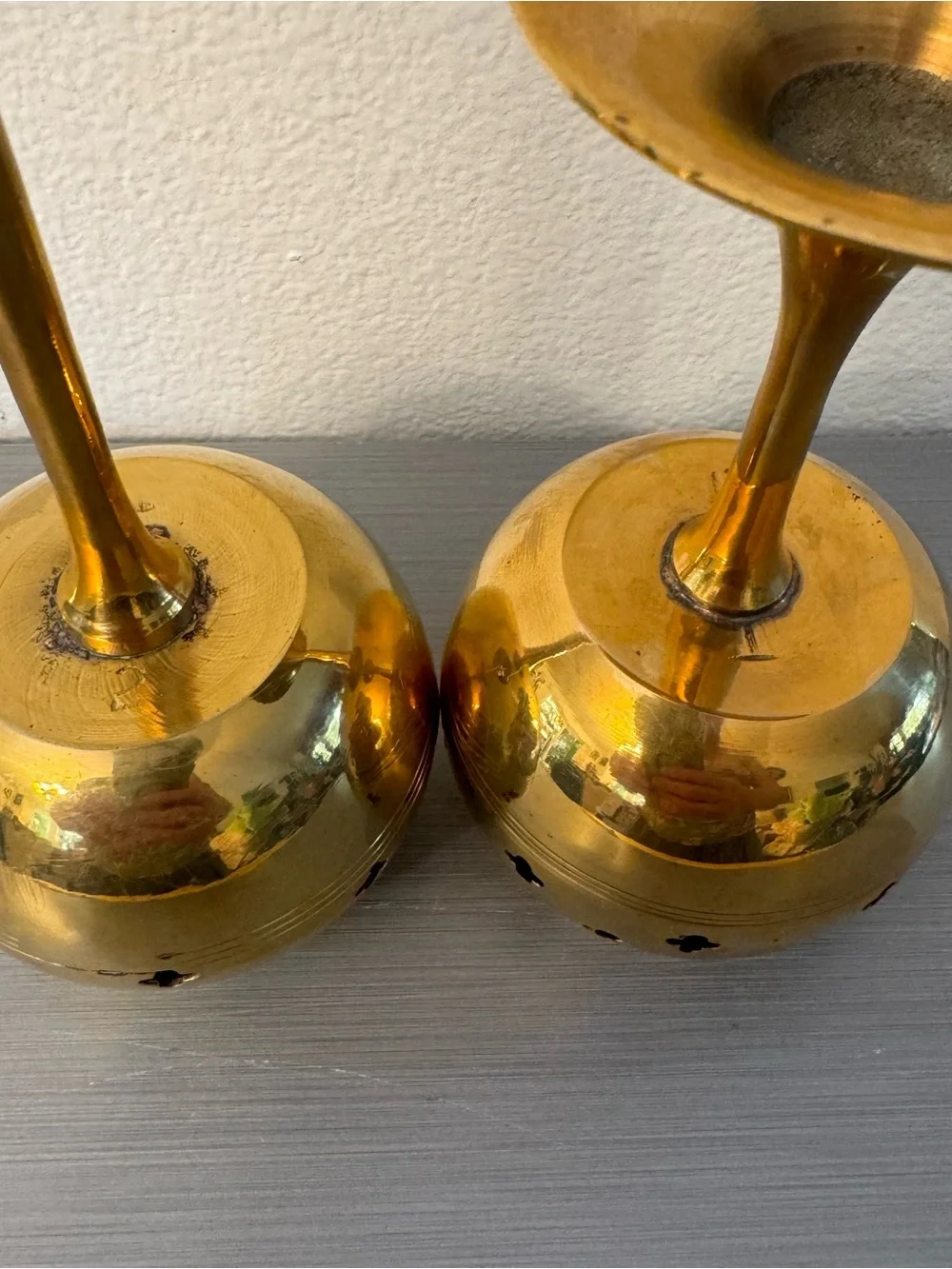 Vintage 1970s Brass Goblet Candle Holders Set of 2 Made in India